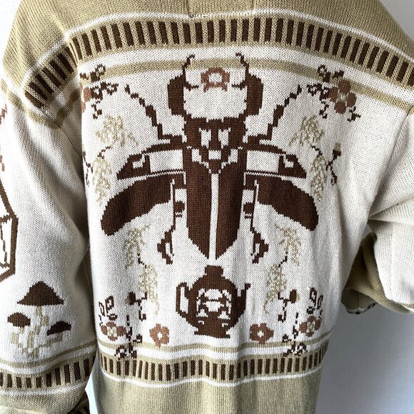 Mulitcolored Cardigan Sweater Novelty Print Unique Fashion Quirky Grandpa Granny - Picture 6 of 9